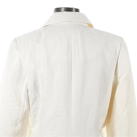 Talbots Textured Double Breasted Ivory Longline Blazer Size 12 NWT Boxy Fit - Picture 4 of 8